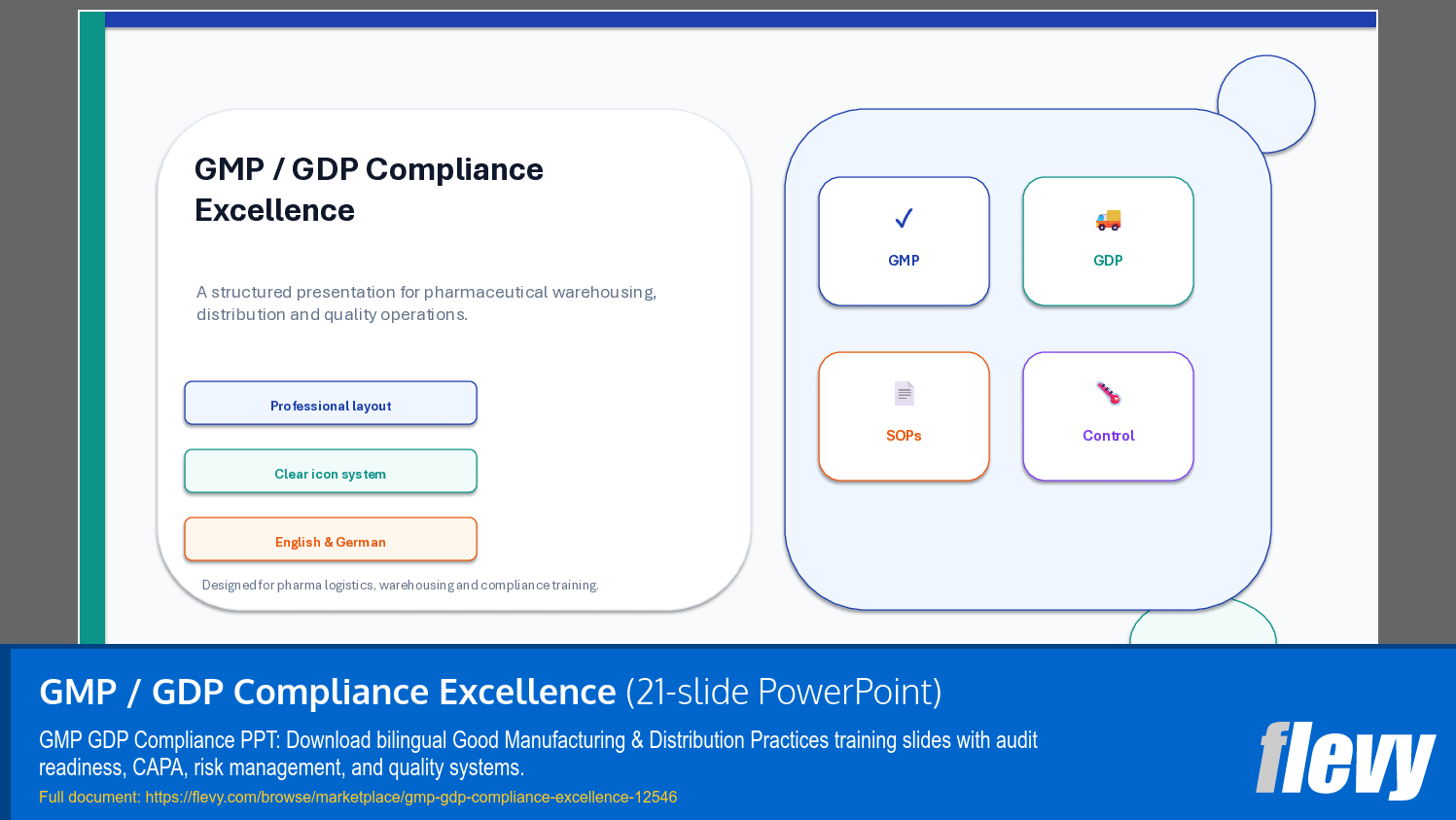 GMP / GDP Compliance Excellence (21-slide PPT PowerPoint presentation template (PPTX)) Preview Image