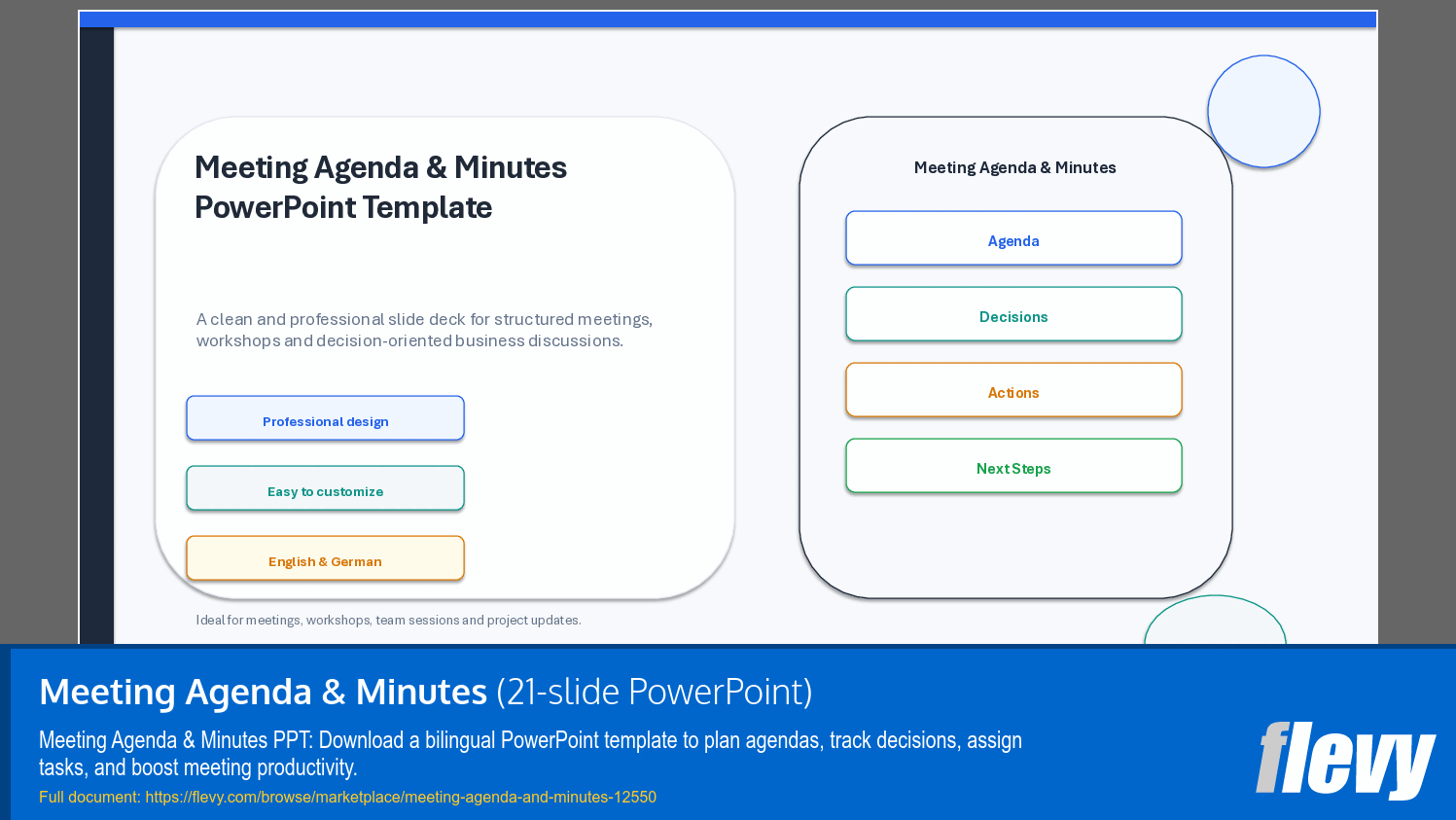 Meeting Agenda & Minutes (21-slide PPT PowerPoint presentation template (PPTX)) Preview Image