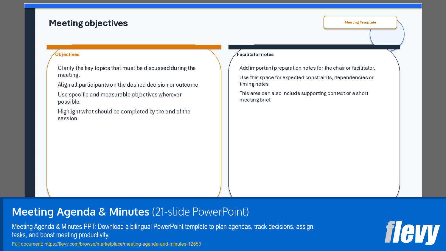 Meeting Agenda & Minutes (21-slide PPT PowerPoint presentation template (PPTX)) Preview Image
