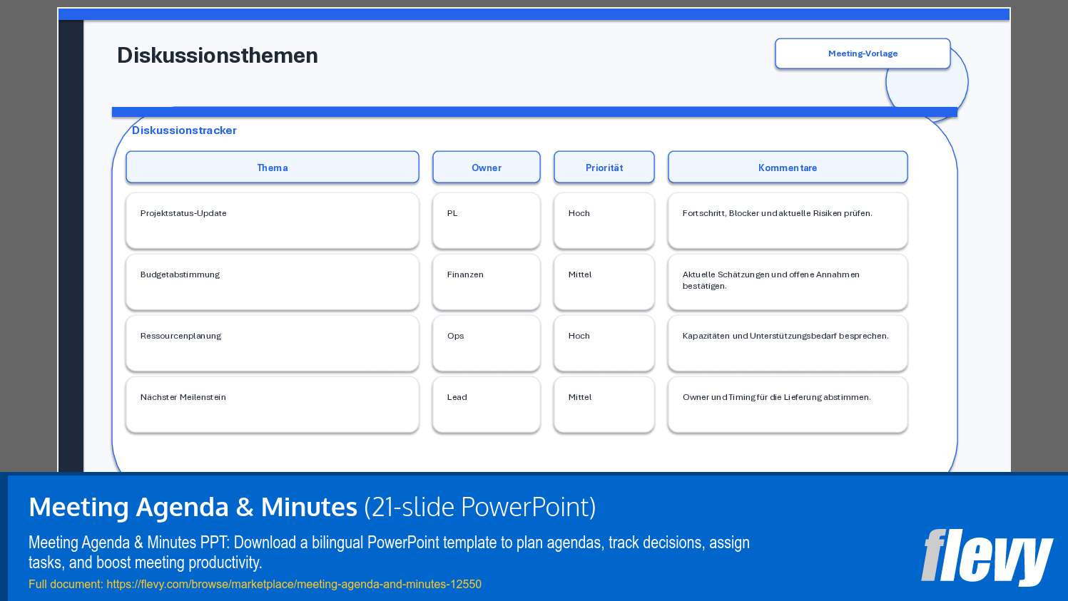 Meeting Agenda & Minutes (21-slide PPT PowerPoint presentation template (PPTX)) Preview Image