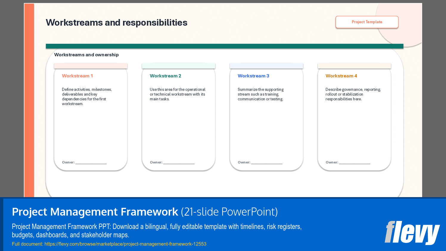 Project Management Framework (21-slide PPT PowerPoint presentation template (PPTX)) Preview Image