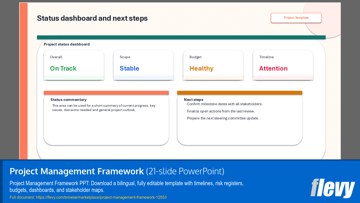 Project Management Framework (21-slide PPT PowerPoint presentation template (PPTX)) Preview Image