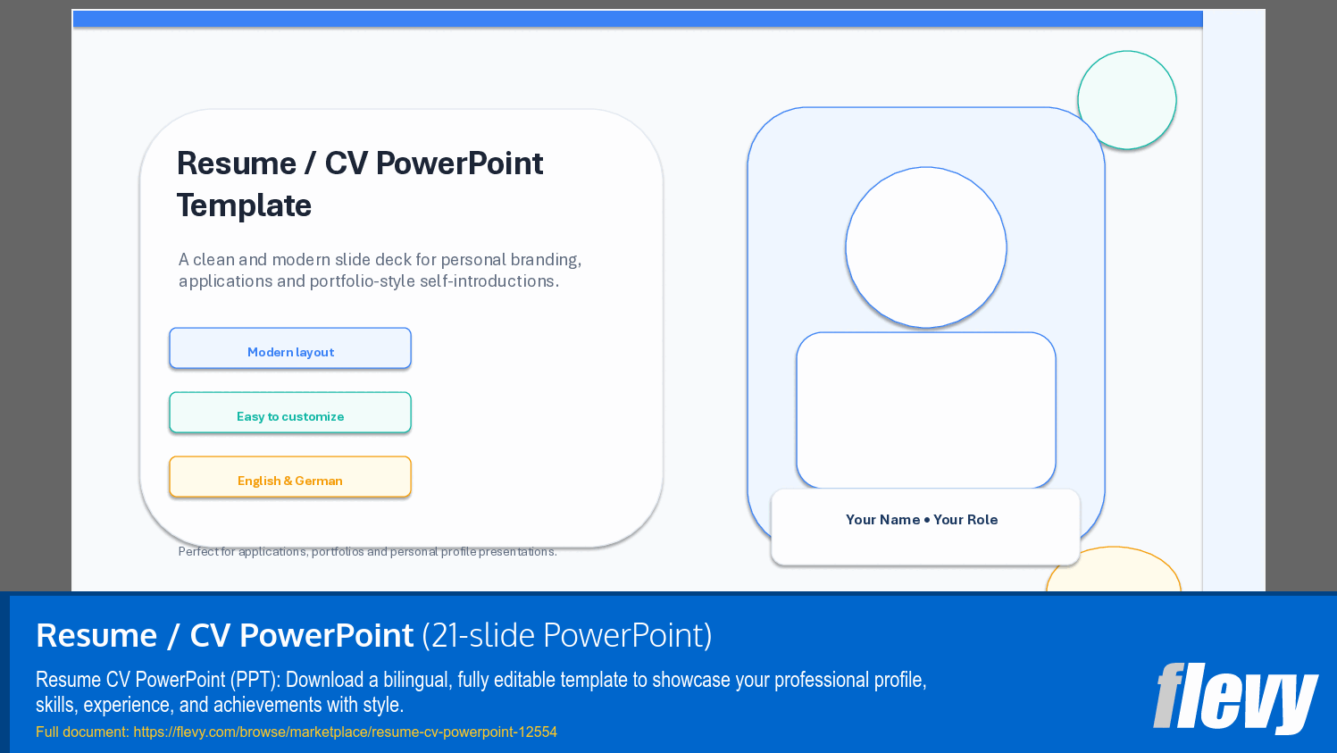 Resume / CV Template (21-slide PPT PowerPoint presentation template (PPTX)) Preview Image
