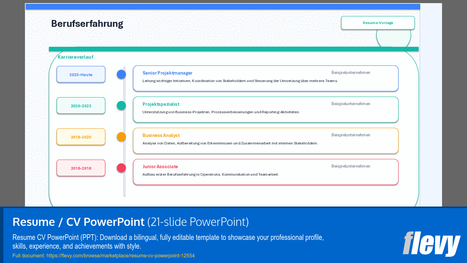 Resume / CV Template (21-slide PPT PowerPoint presentation template (PPTX)) Preview Image