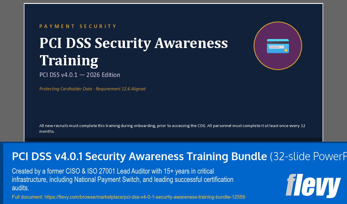 PCI DSS v4.0.1 Security Awareness Training Bundle (32-slide PPT PowerPoint presentation template (PPTX)) Preview Image