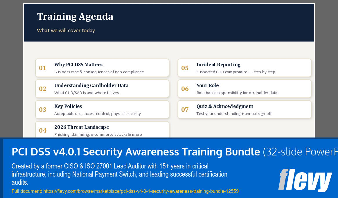 PCI DSS v4.0.1 Security Awareness Training Bundle (32-slide PPT PowerPoint presentation template (PPTX)) Preview Image