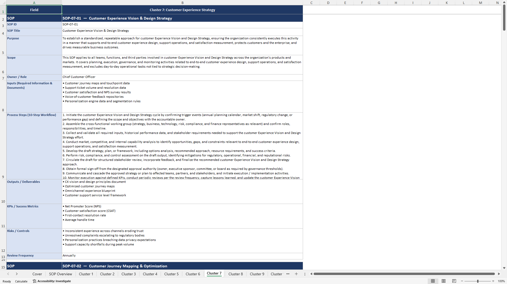 100+ FinTech Strategy Management SOPs (Excel template (XLSX)) Preview Image