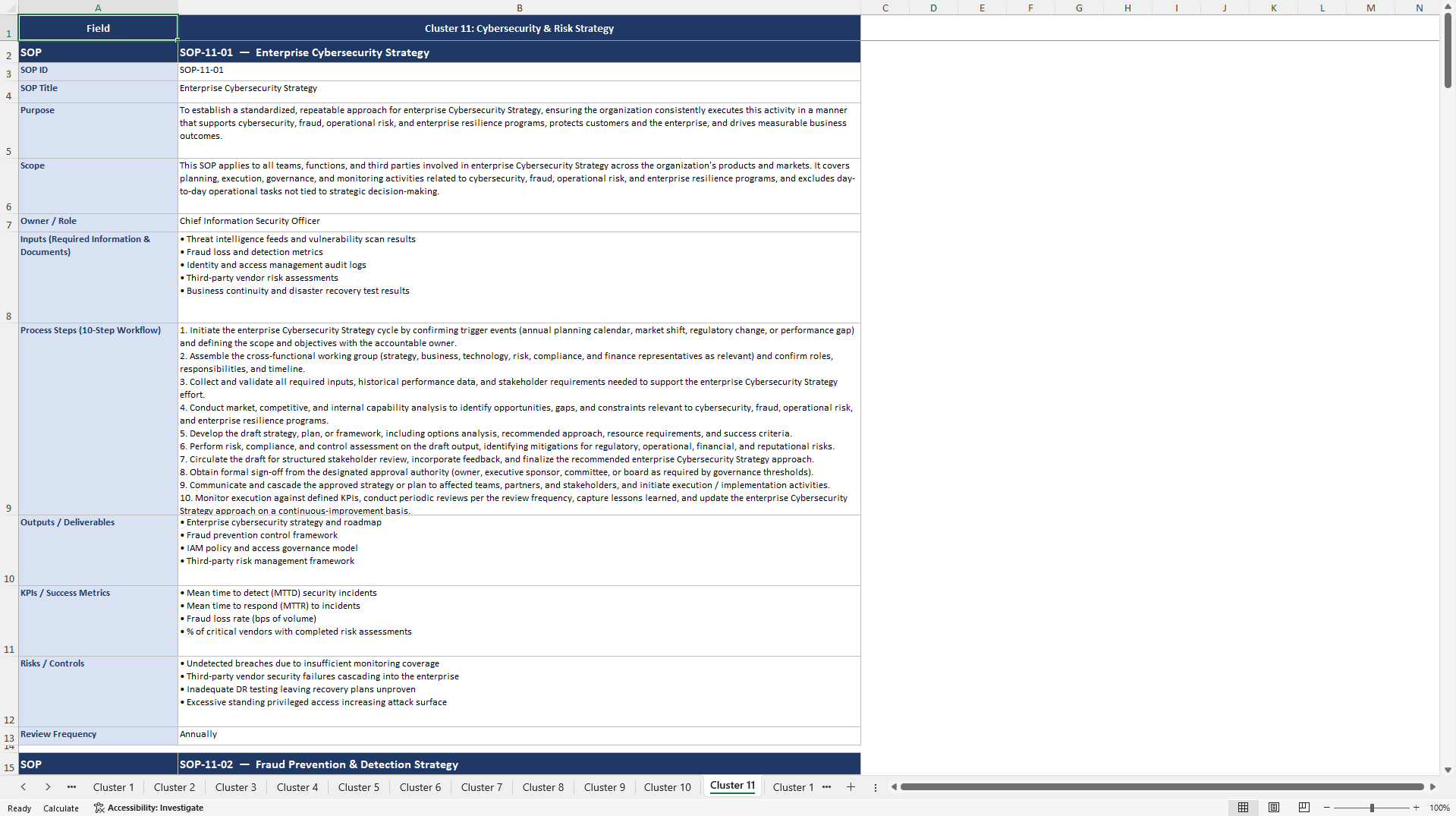 100+ FinTech Strategy Management SOPs (Excel template (XLSX)) Preview Image