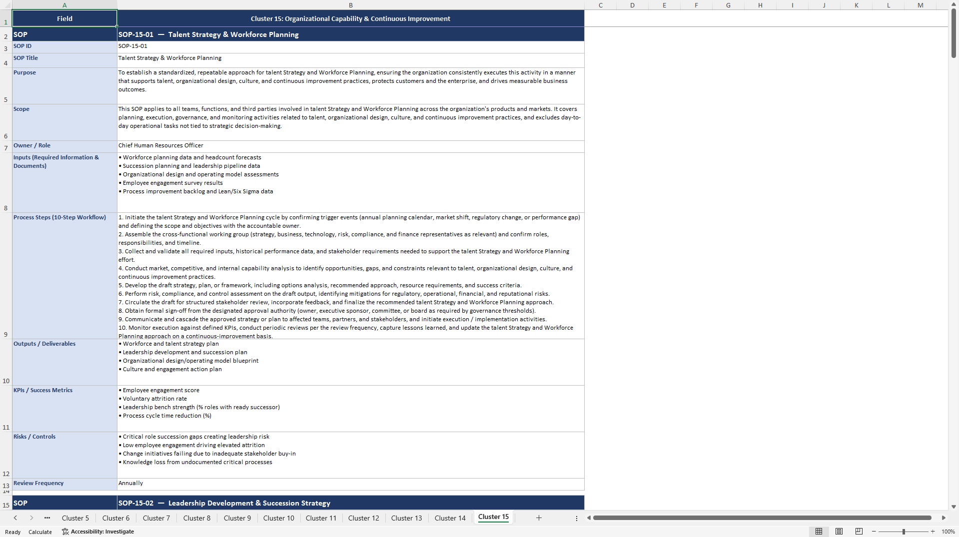 100+ FinTech Strategy Management SOPs (Excel template (XLSX)) Preview Image