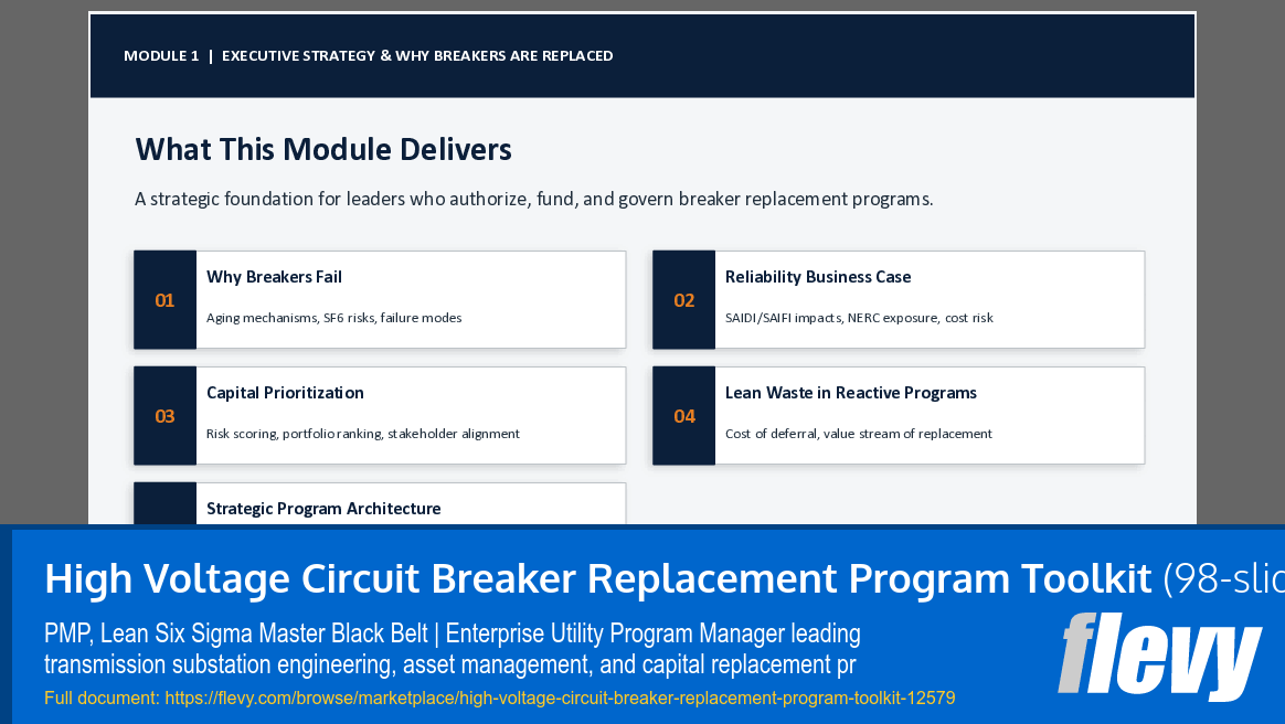 High Voltage Circuit Breaker Replacement Program Toolkit (98-slide PPT PowerPoint presentation template (PPTX)) Preview Image