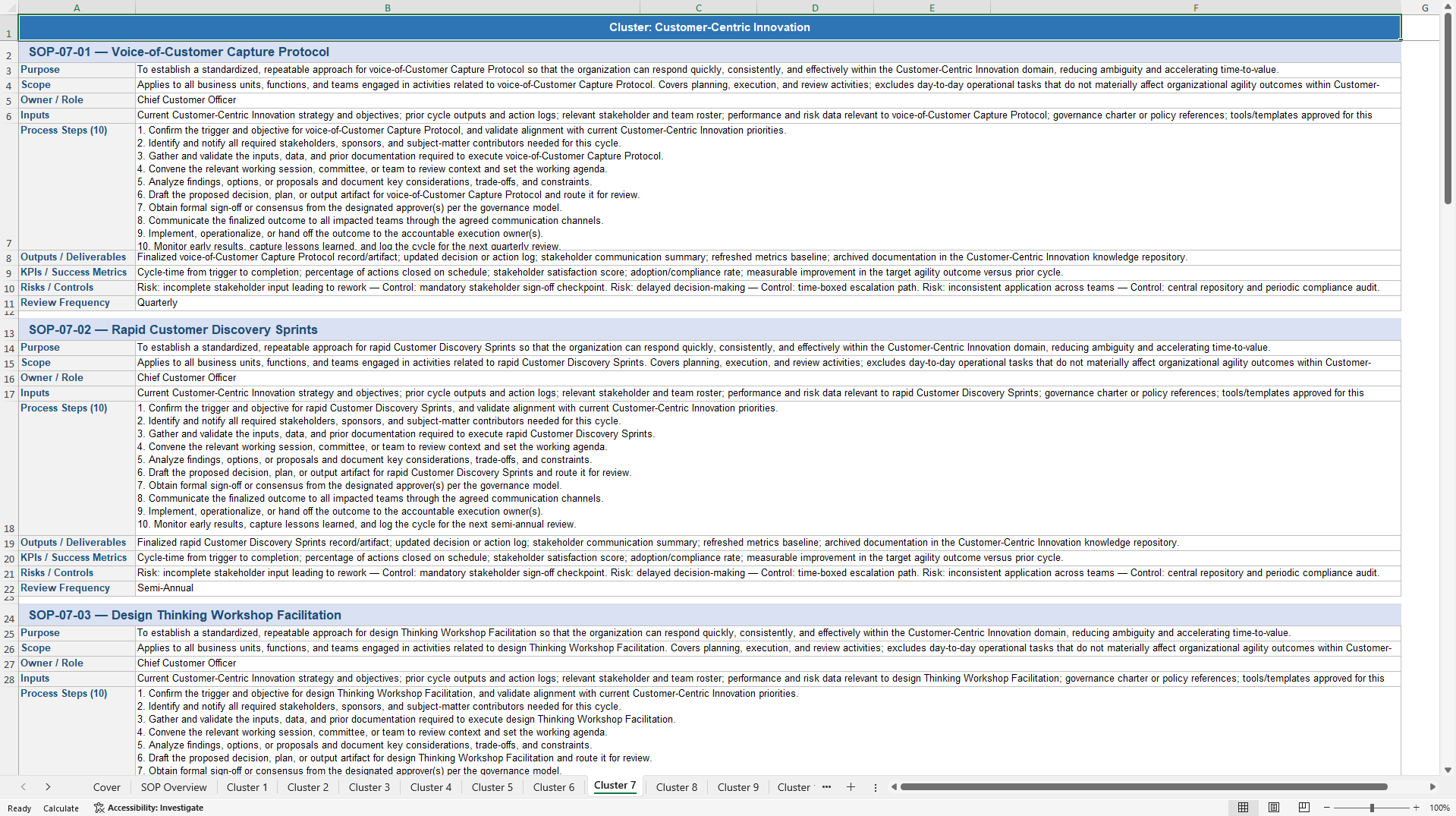 100+ Organizational Agility SOPs (Excel template (XLSX)) Preview Image