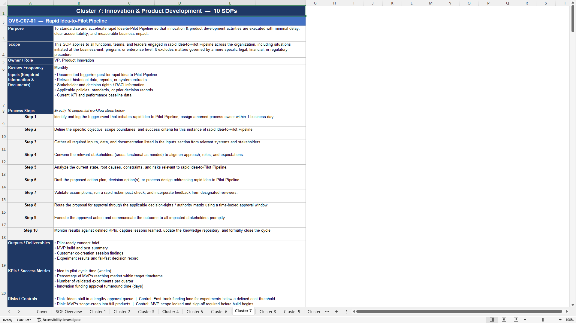 100+ Organizational Velocity SOPs (Excel template (XLSX)) Preview Image