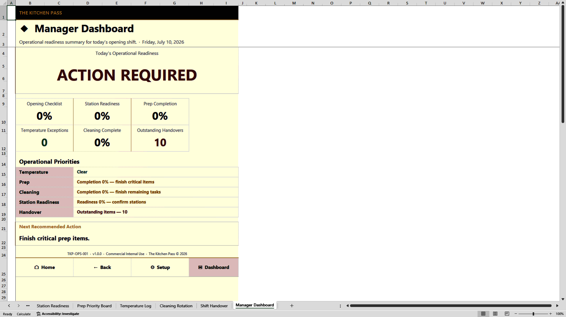 BOH Opening and Shift Control System (Excel template (XLSX)) Preview Image