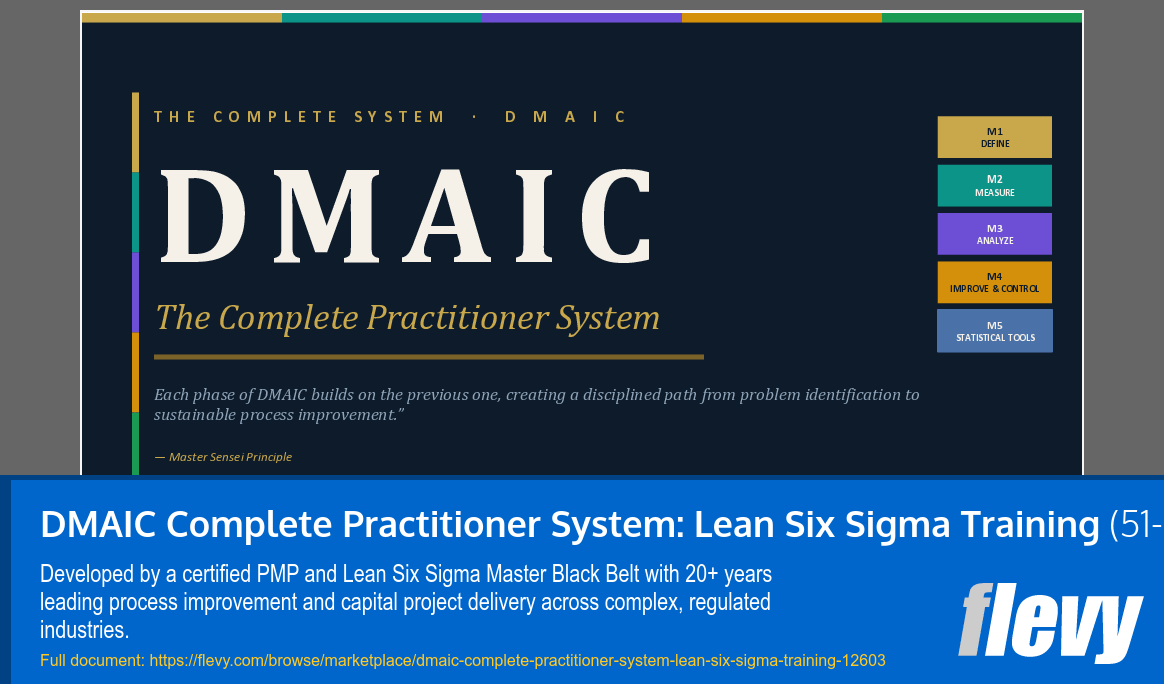 DMAIC Complete Practitioner System: Lean Six Sigma Training (51-slide PPT PowerPoint presentation template (PPTX)) Preview Image
