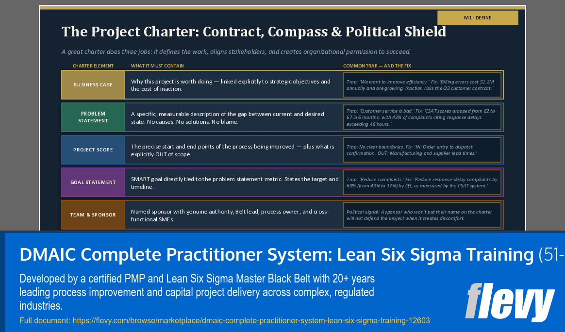 DMAIC Complete Practitioner System: Lean Six Sigma Training (51-slide PPT PowerPoint presentation template (PPTX)) Preview Image