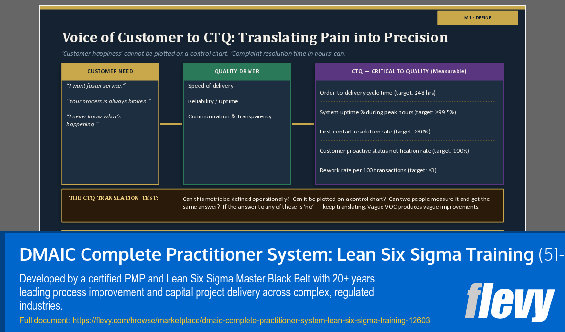 DMAIC Complete Practitioner System: Lean Six Sigma Training (51-slide PPT PowerPoint presentation template (PPTX)) Preview Image