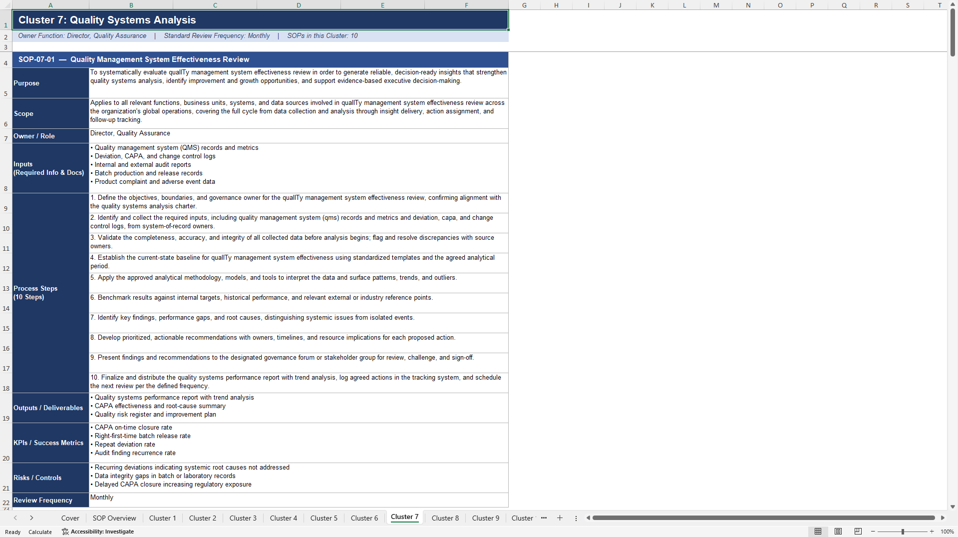 100+ Pharma Company Analysis SOPs (Excel template (XLSX)) Preview Image