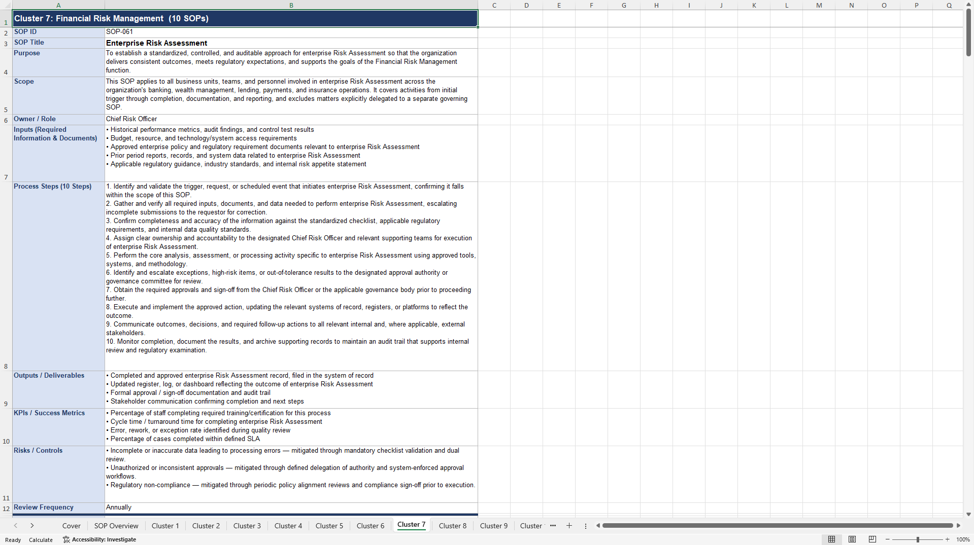 100+ Financial Services Business SOPs (Excel template (XLSX)) Preview Image
