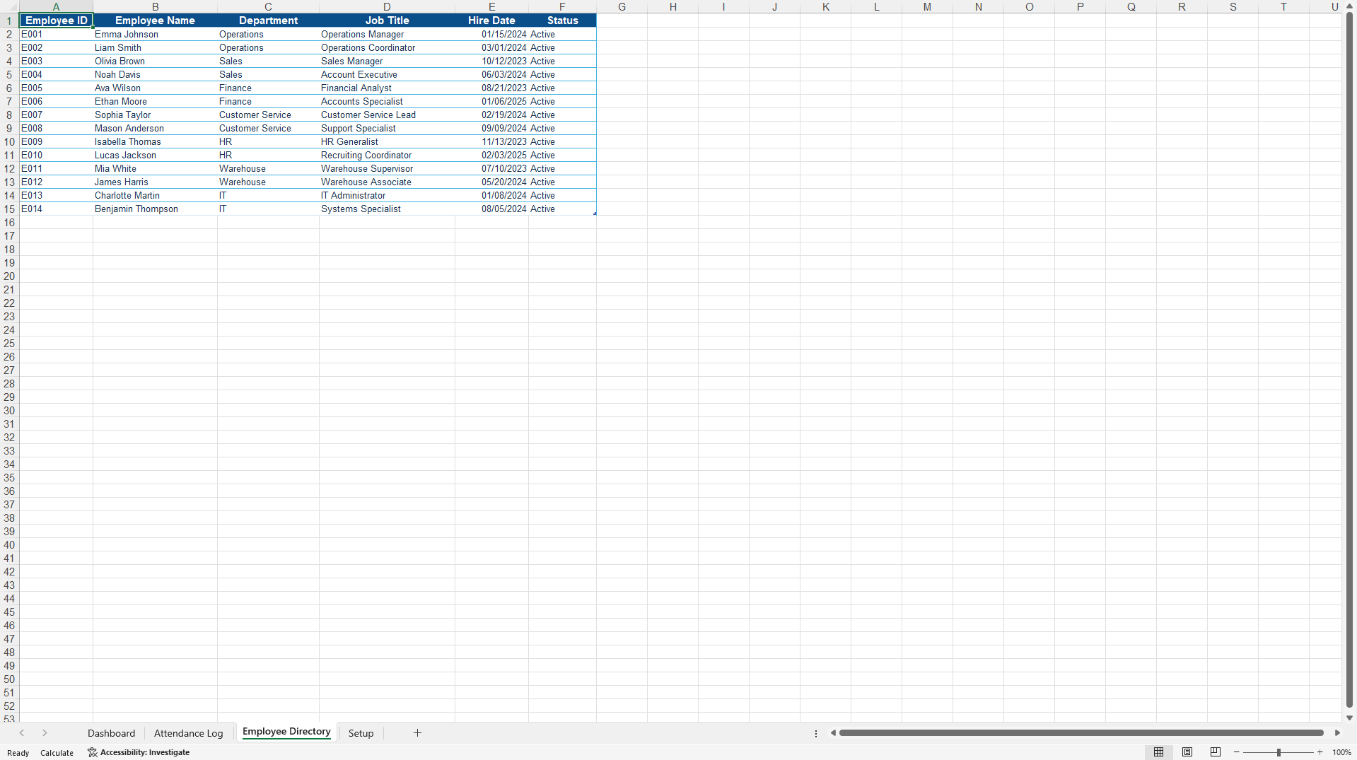 Employee Attendance & Absence Tracker (Excel template (XLSX)) Preview Image
