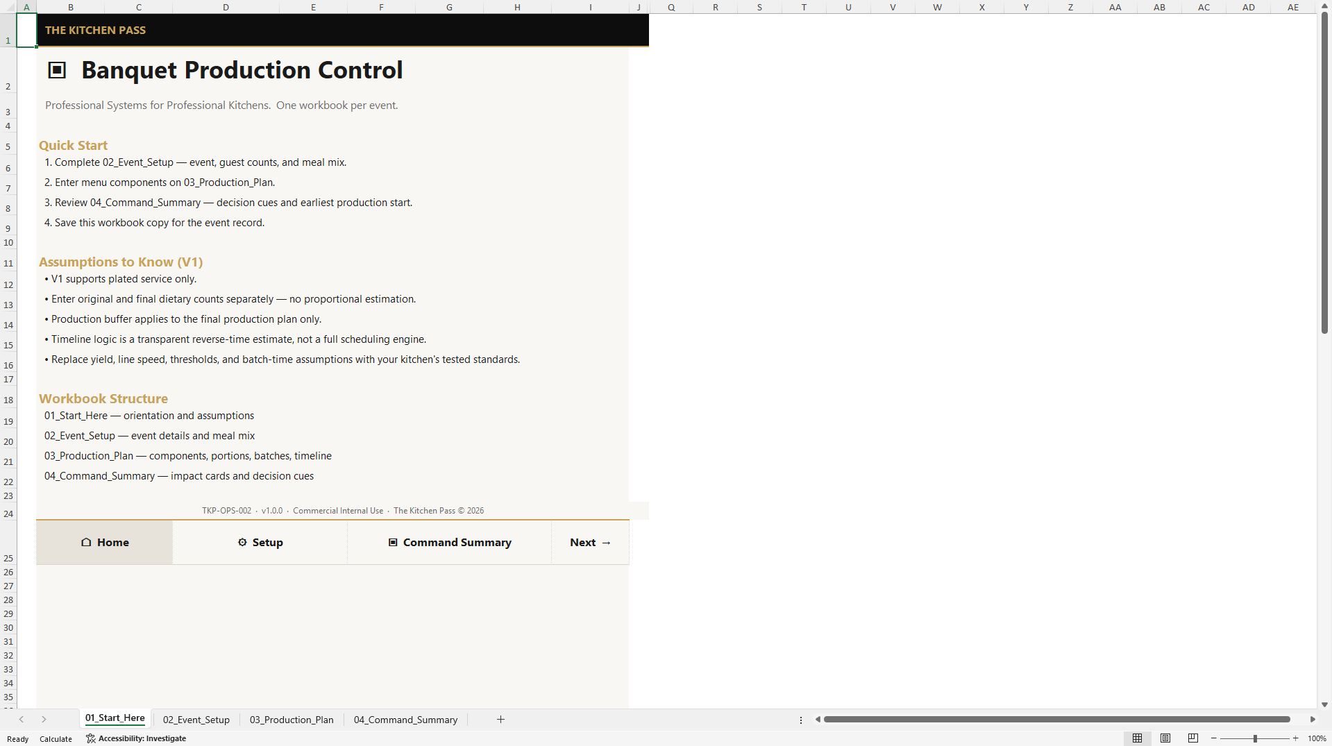 Banquet Production Control System (Excel template (XLSX)) Preview Image