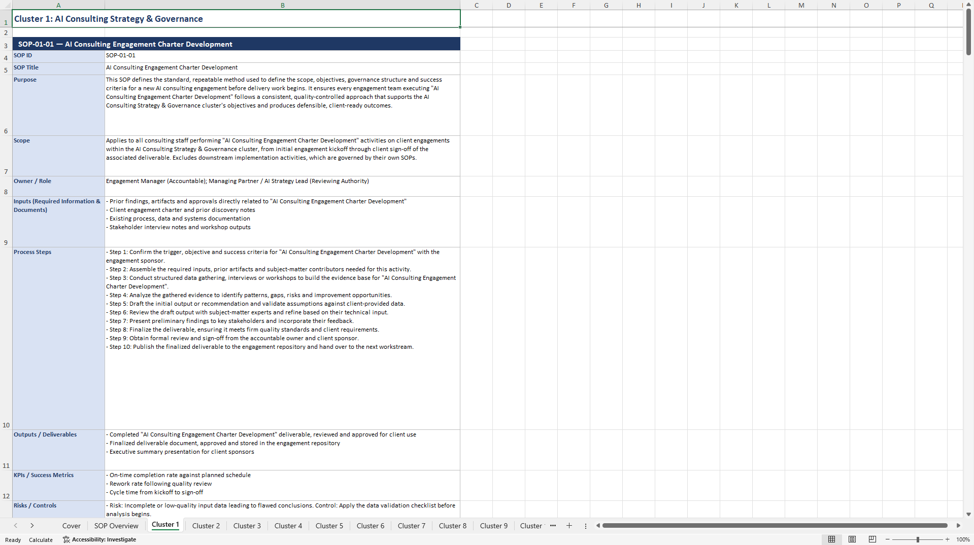 100+ AI-Driven Consulting SOPs (Excel template (XLSX)) Preview Image