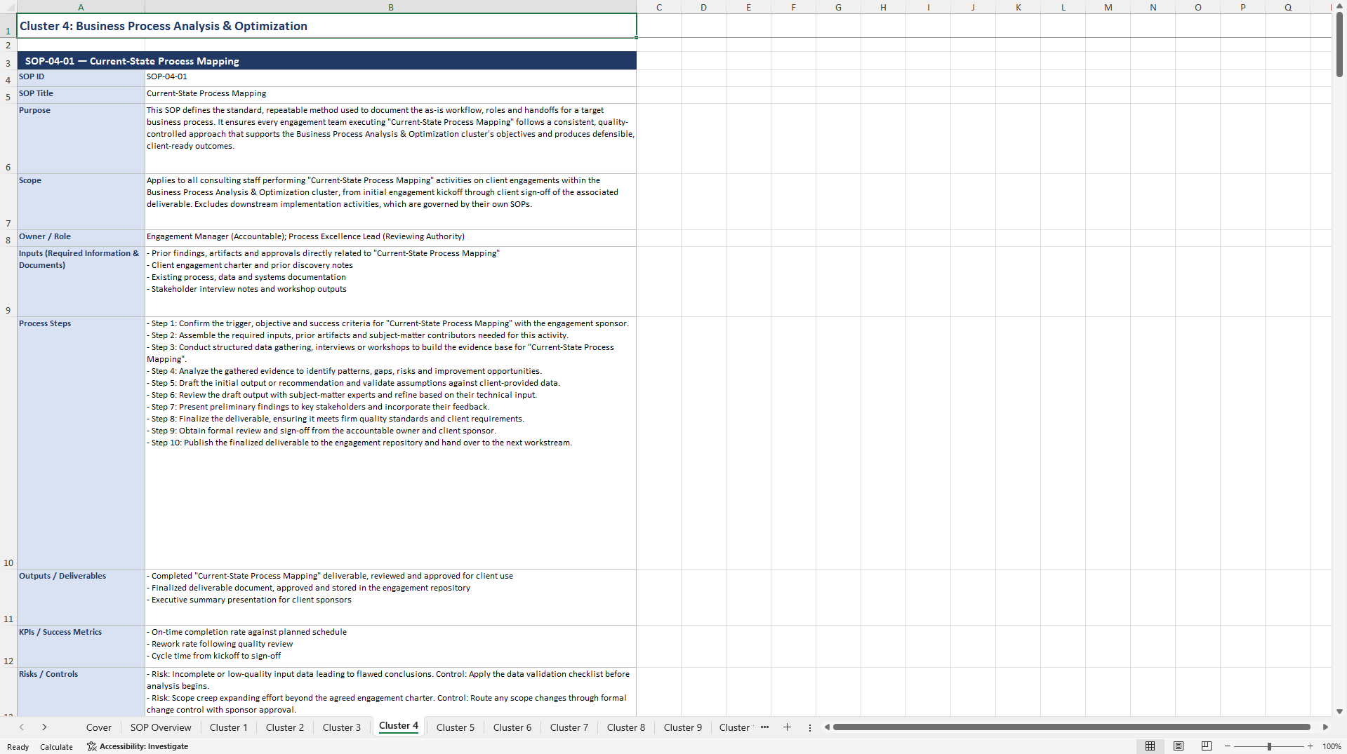 100+ AI-Driven Consulting SOPs (Excel template (XLSX)) Preview Image