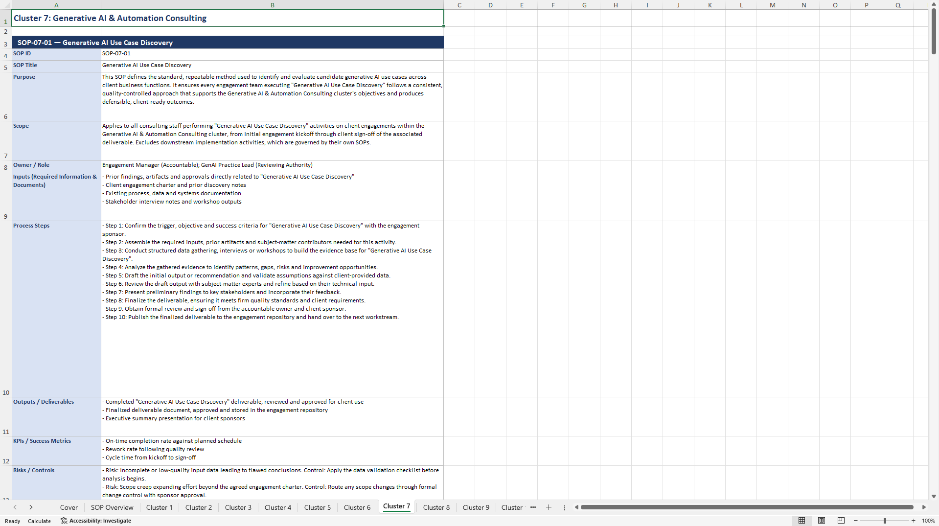 100+ AI-Driven Consulting SOPs (Excel template (XLSX)) Preview Image