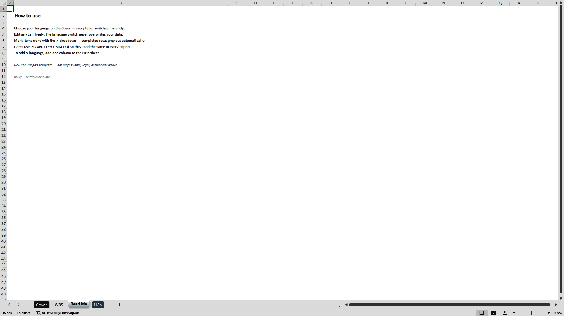 Multilingual Project Management Templates (9 in Excel) (Excel template (XLSX)) Preview Image