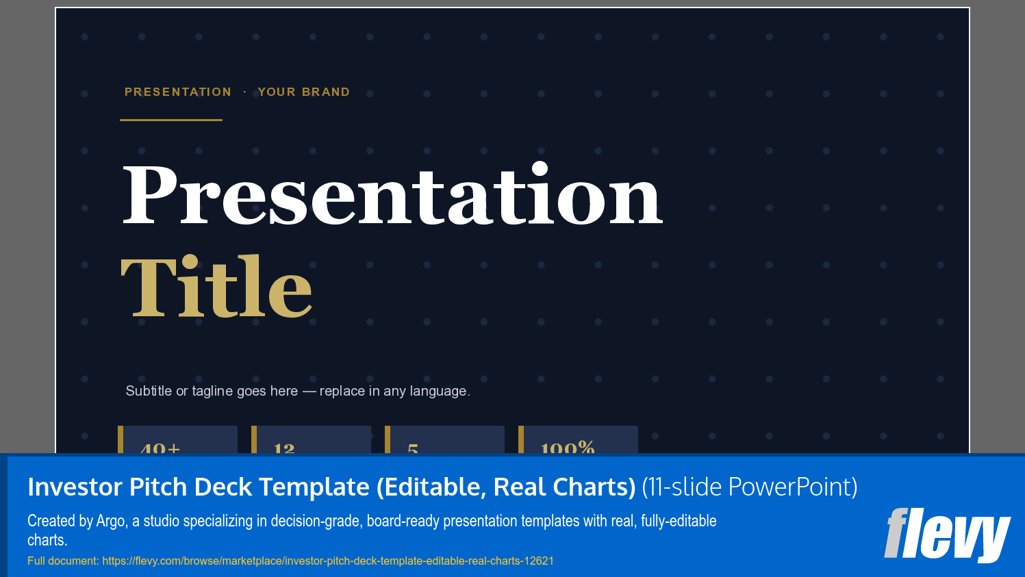 Investor Pitch Deck Template (Editable, Real Charts) (11-slide PPT PowerPoint presentation template (PPTX)) Preview Image