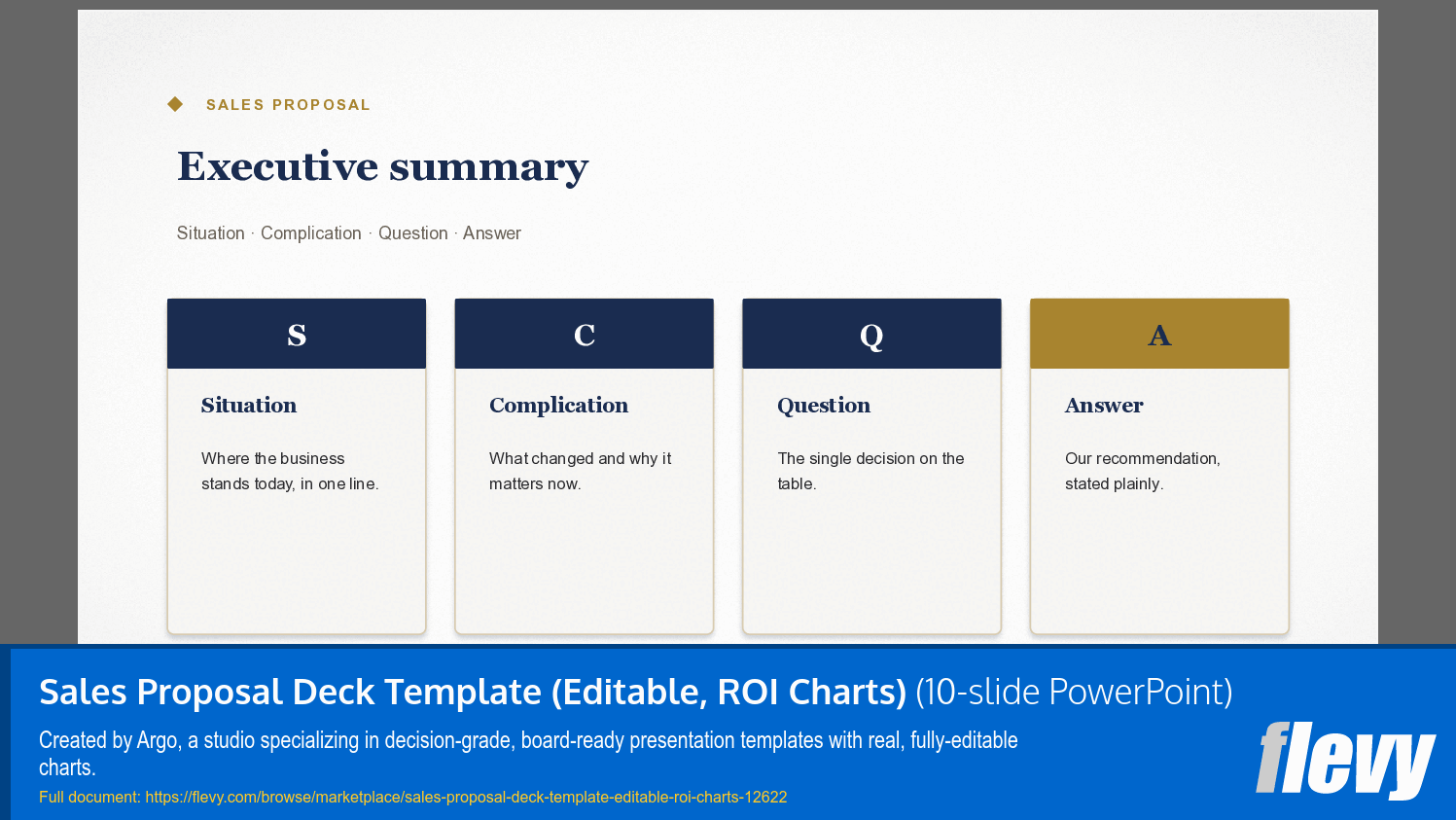Sales Proposal Deck Template (Editable, ROI Charts) (10-slide PPT PowerPoint presentation template (PPTX)) Preview Image