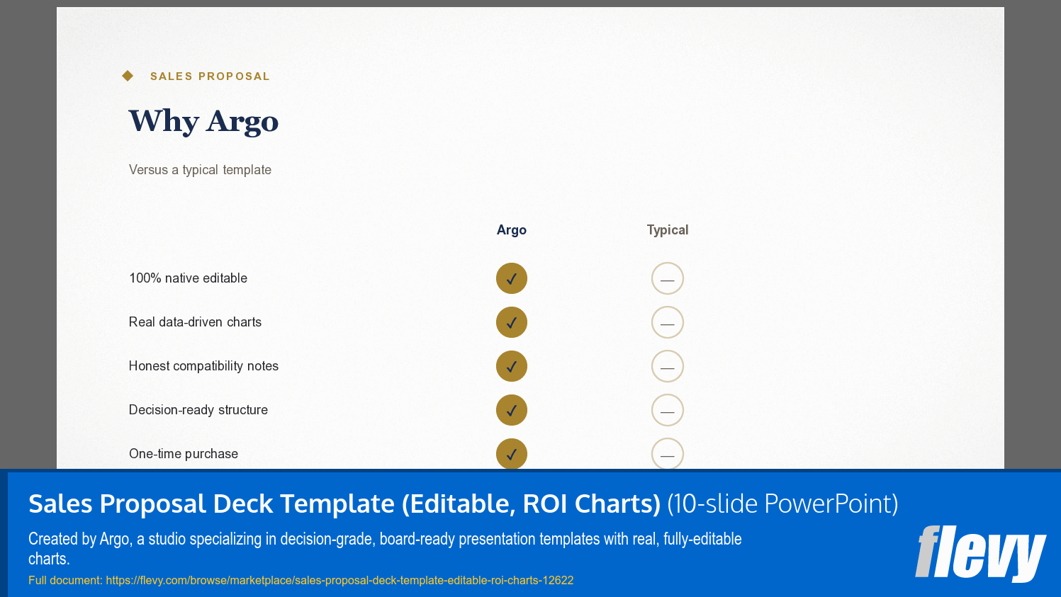 Sales Proposal Deck Template (Editable, ROI Charts) (10-slide PPT PowerPoint presentation template (PPTX)) Preview Image