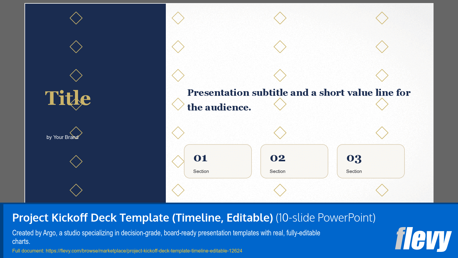 Project Kickoff Deck Template (Timeline, Editable) (10-slide PPT PowerPoint presentation template (PPTX)) Preview Image