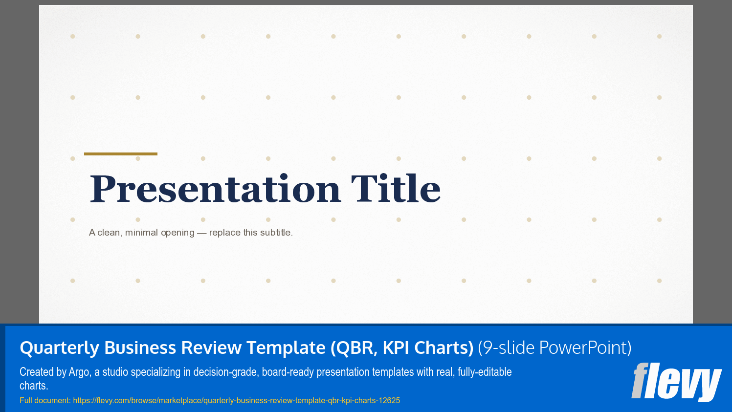 Quarterly Business Review Template (QBR, KPI Charts) (9-slide PPT PowerPoint presentation template (PPTX)) Preview Image