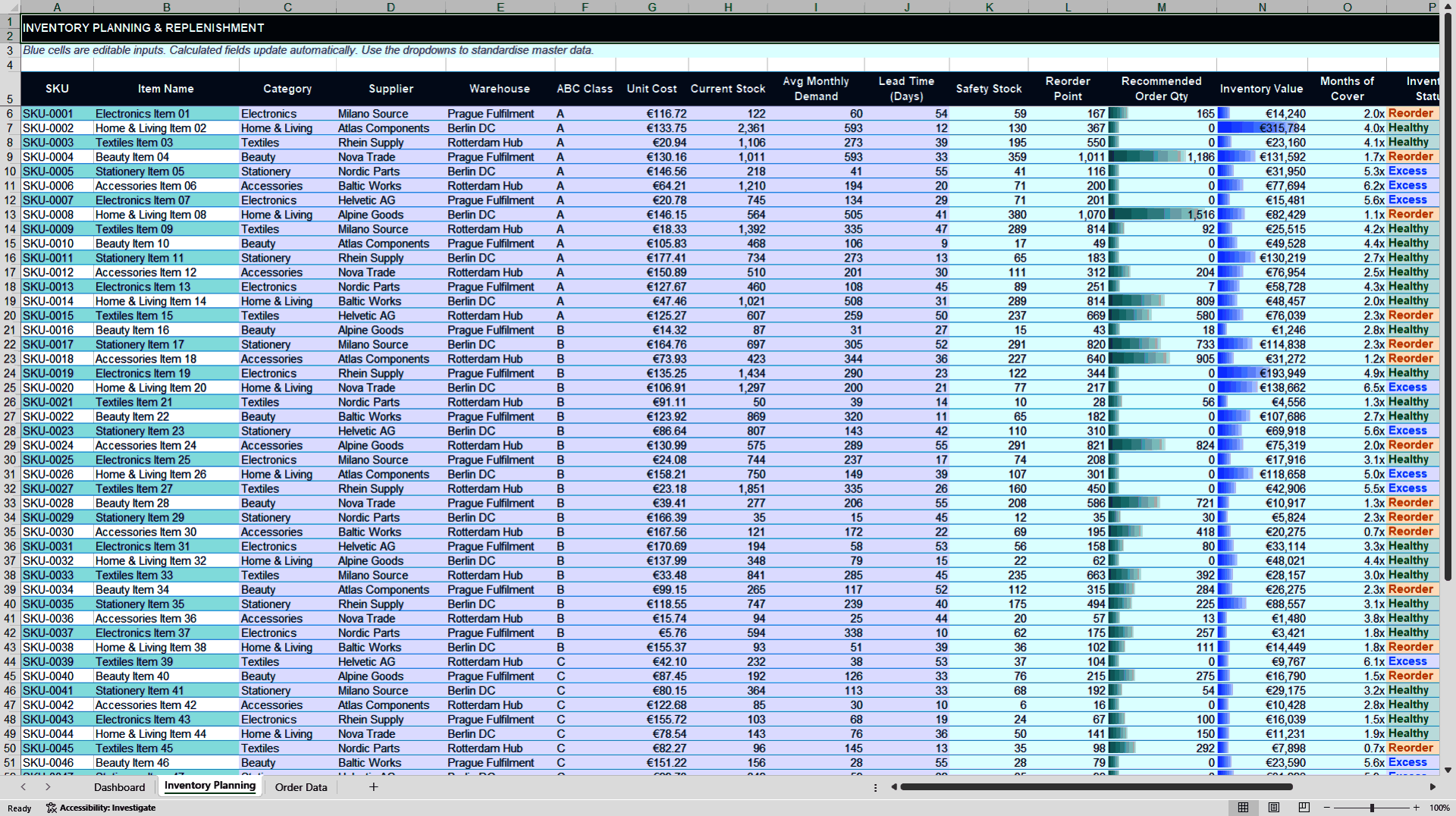 Supply Chain Control Tower Dashboard (Excel template (XLSX)) Preview Image