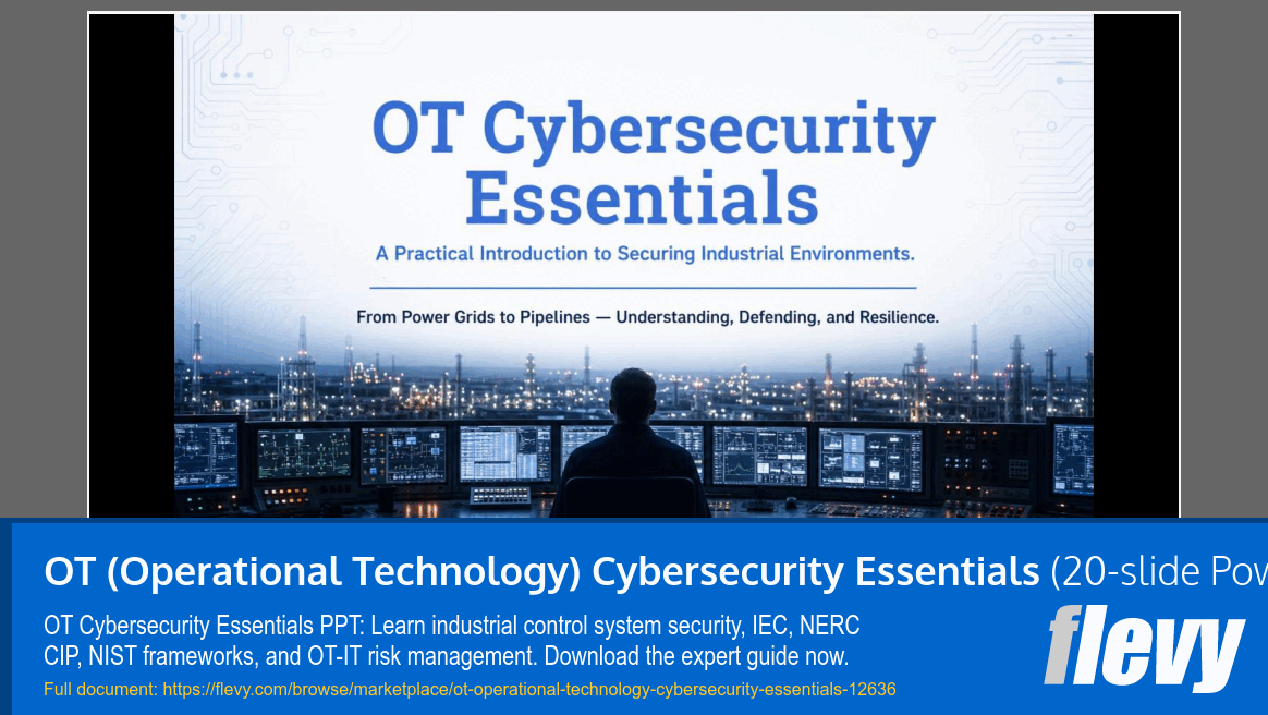 OT (Operational Technology) Cybersecurity Essentials (20-slide PPT PowerPoint presentation template (PPTX)) Preview Image
