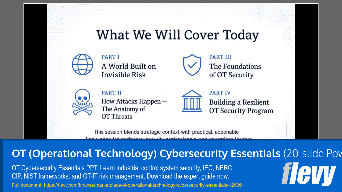 OT (Operational Technology) Cybersecurity Essentials (20-slide PPT PowerPoint presentation template (PPTX)) Preview Image