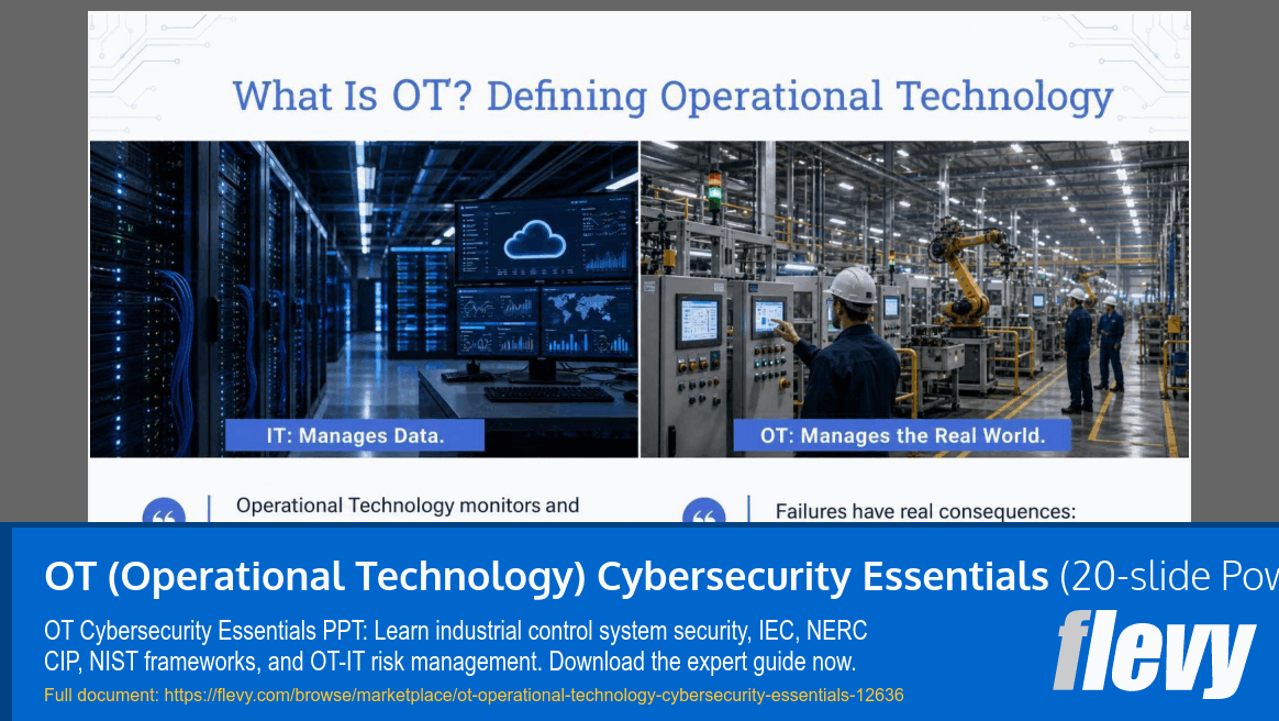 OT (Operational Technology) Cybersecurity Essentials (20-slide PPT PowerPoint presentation template (PPTX)) Preview Image