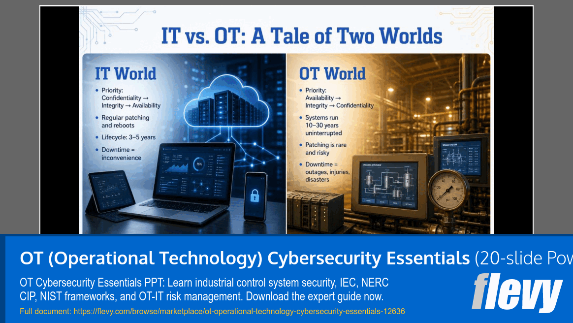 OT (Operational Technology) Cybersecurity Essentials (20-slide PPT PowerPoint presentation template (PPTX)) Preview Image