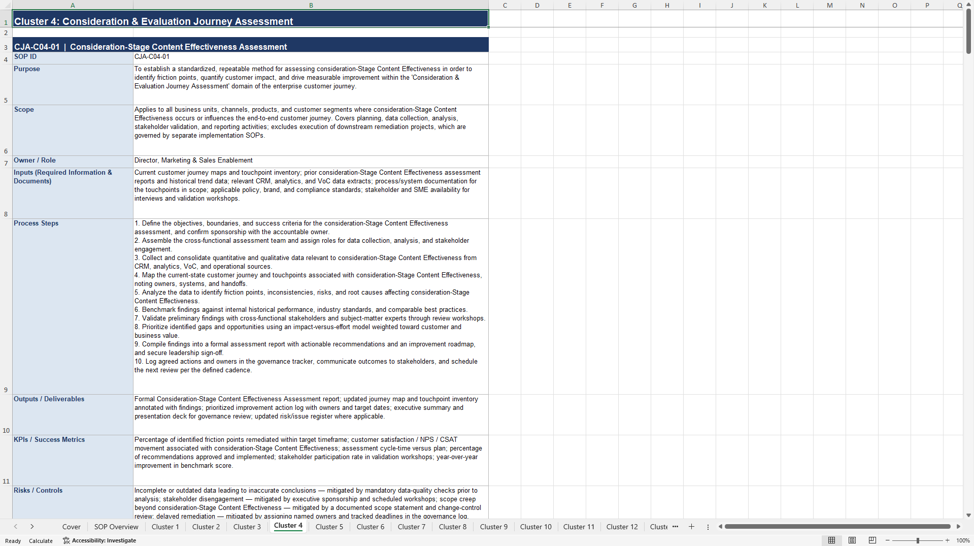 100+ Customer Journey Assessment SOPs (Excel template (XLSX)) Preview Image