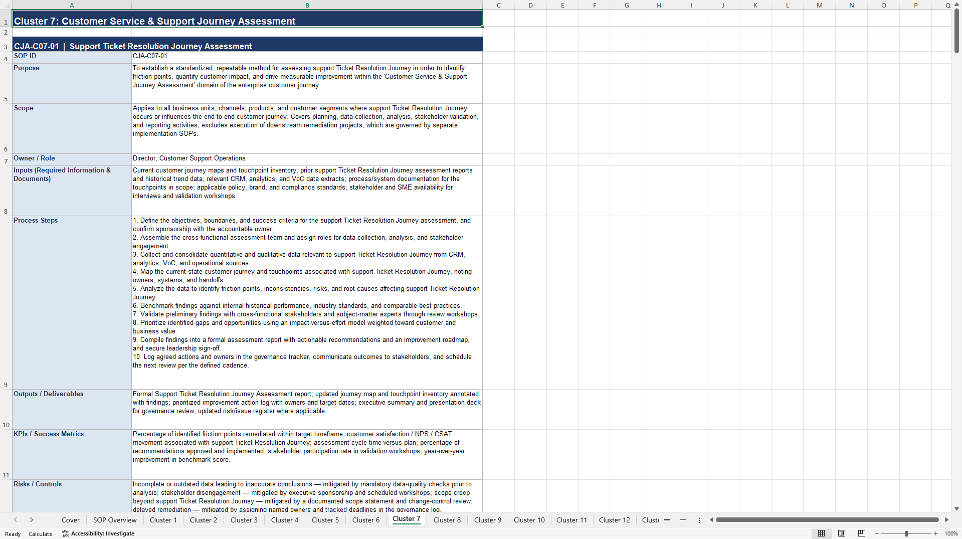 100+ Customer Journey Assessment SOPs (Excel template (XLSX)) Preview Image