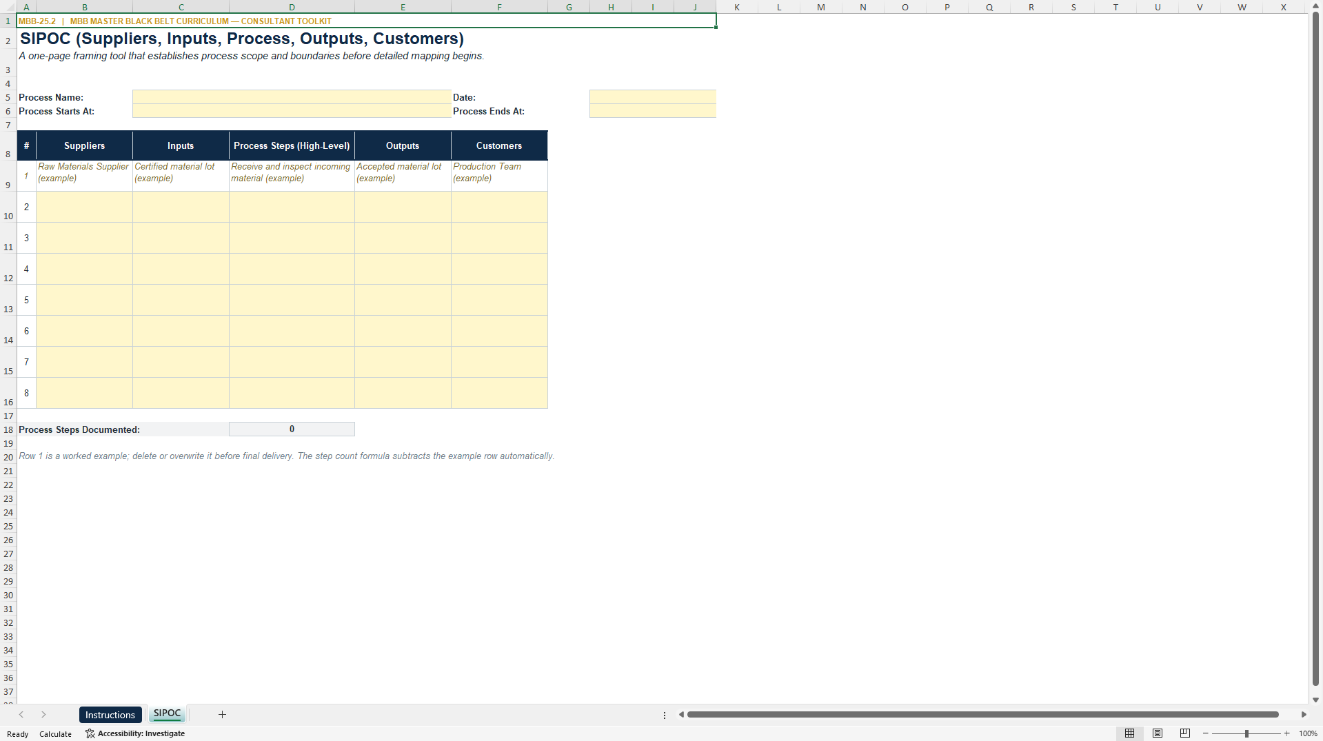 SIPOC Builder: Process Mapping Template (Excel template (XLSX)) Preview Image