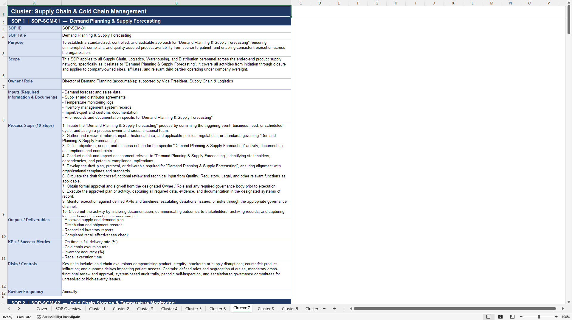 100+ Life Science Industry SOPs (Excel template (XLSX)) Preview Image