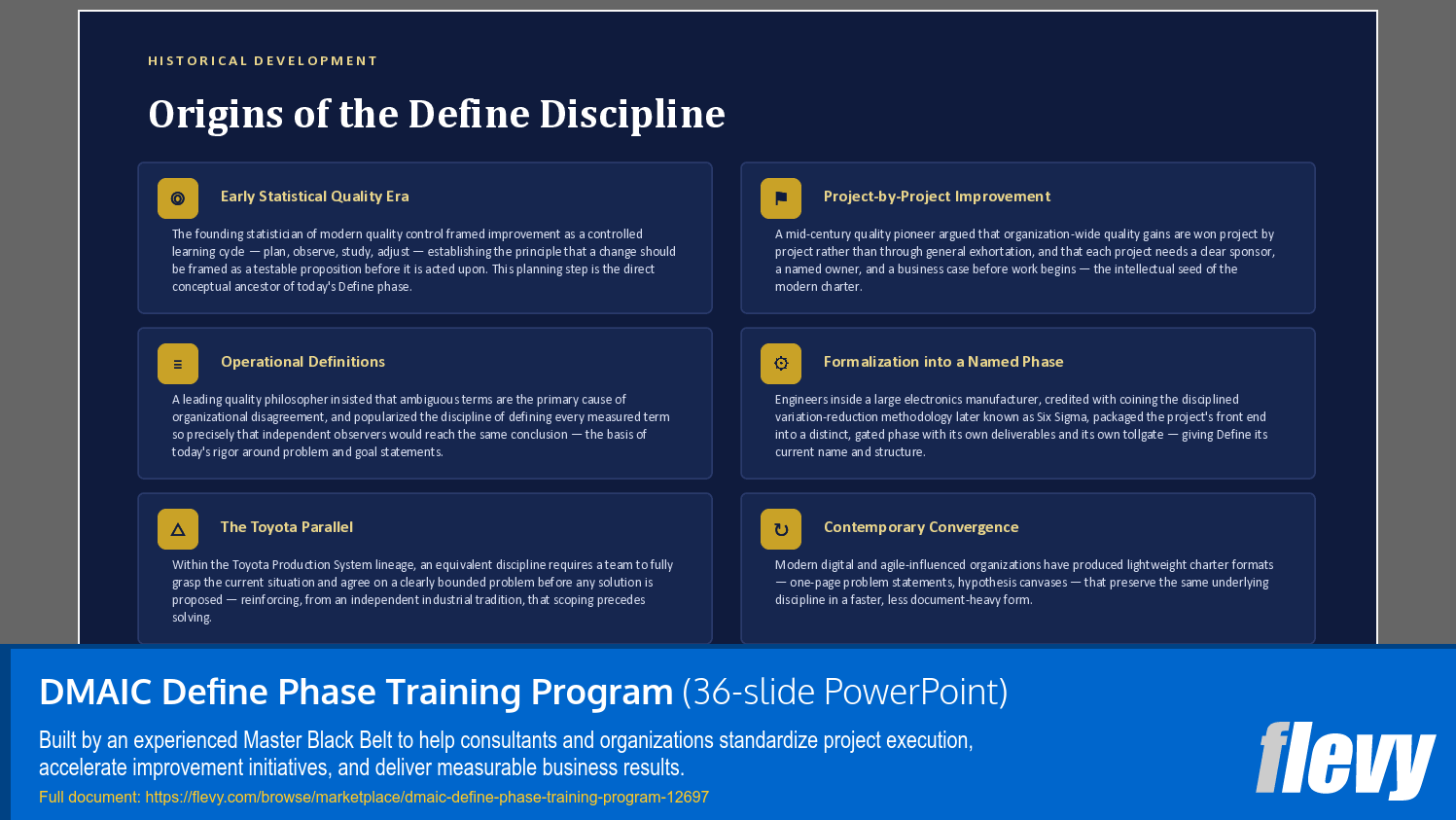 DMAIC Define Phase Training Program (36-slide PPT PowerPoint presentation template (PPTX)) Preview Image