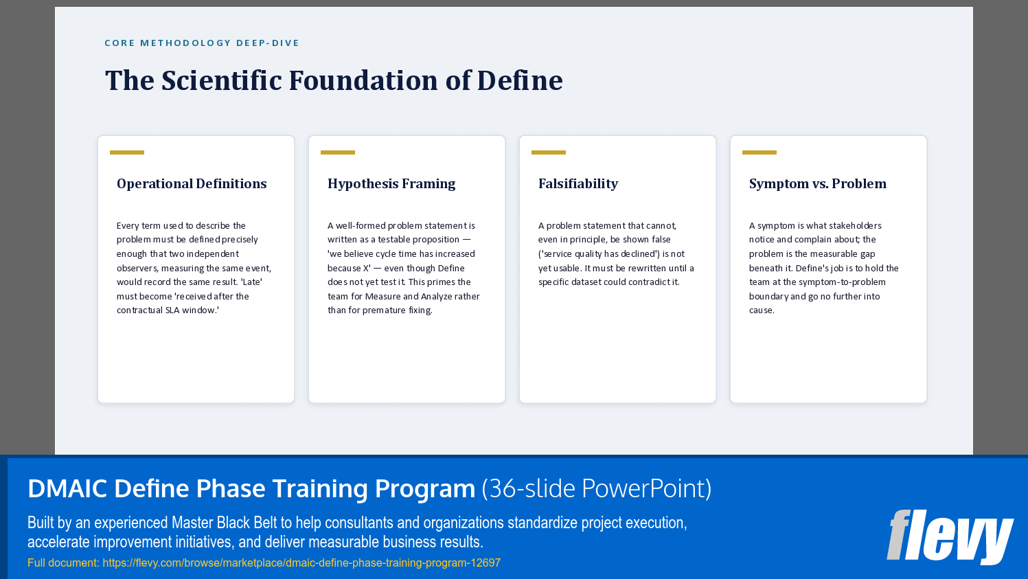 DMAIC Define Phase Training Program (36-slide PPT PowerPoint presentation template (PPTX)) Preview Image