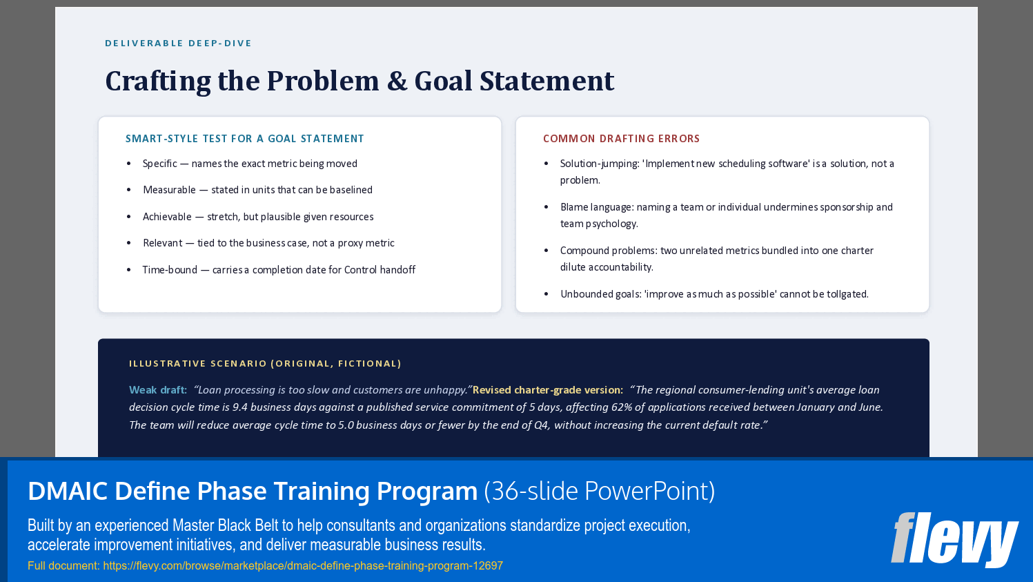 DMAIC Define Phase Training Program (36-slide PPT PowerPoint presentation template (PPTX)) Preview Image
