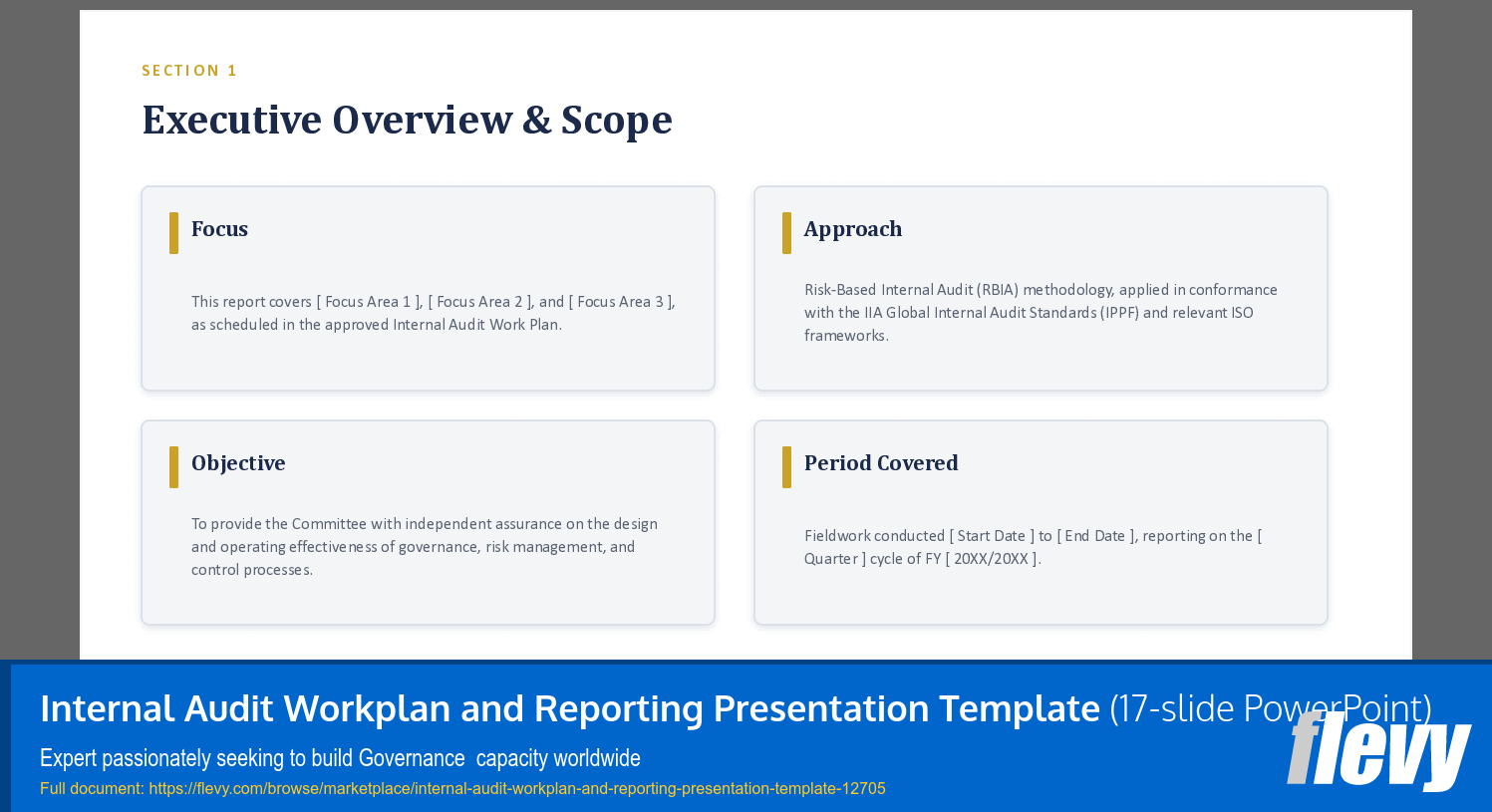 Internal Audit Workplan and Reporting Presentation Template (17-slide PPT PowerPoint presentation template (PPTX)) Preview Image