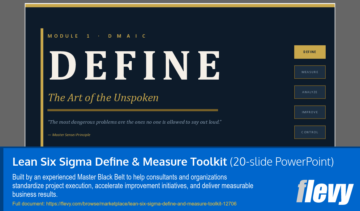 Lean Six Sigma Define & Measure Toolkit (20-slide PPT PowerPoint presentation template (PPTX)) Preview Image