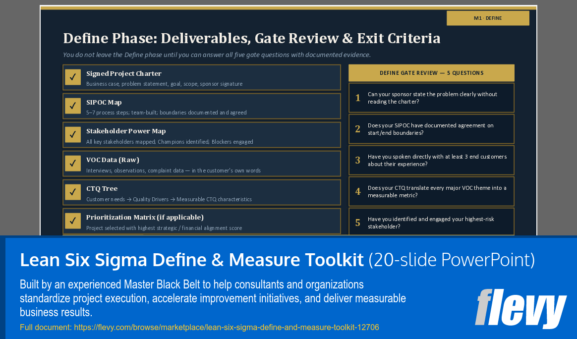 Lean Six Sigma Define & Measure Toolkit (20-slide PPT PowerPoint presentation template (PPTX)) Preview Image