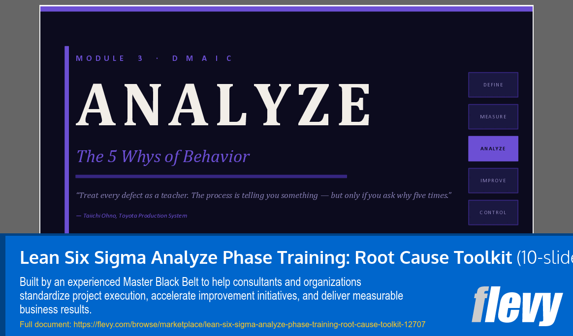 Lean Six Sigma Analyze Phase Training: Root Cause Toolkit (10-slide PPT PowerPoint presentation template (PPTX)) Preview Image
