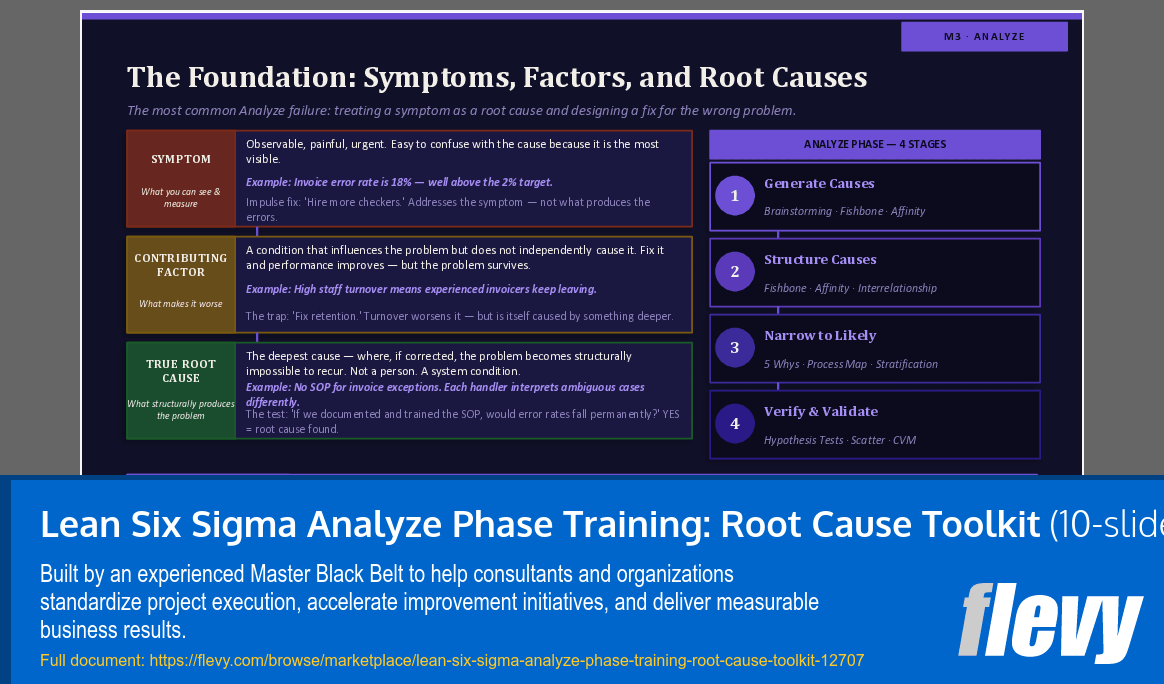 Lean Six Sigma Analyze Phase Training: Root Cause Toolkit (10-slide PPT PowerPoint presentation template (PPTX)) Preview Image